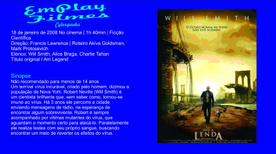 Eu Sou A Lenda (2007) # Ficção Científica #  Will Smith,